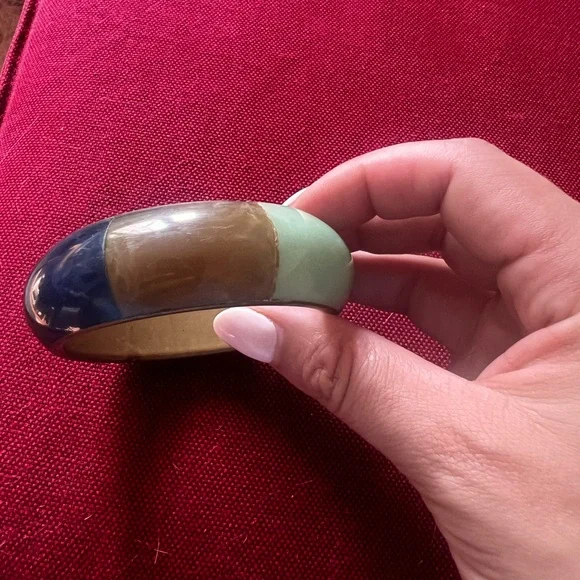 Multicolor Enamel Bangle Bracelet - Picture 3 of 9